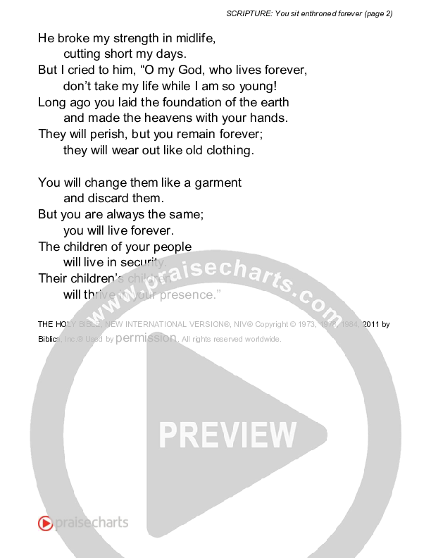 You Sit Enthroned Forever (Psalm 102) Reading (Scripture)