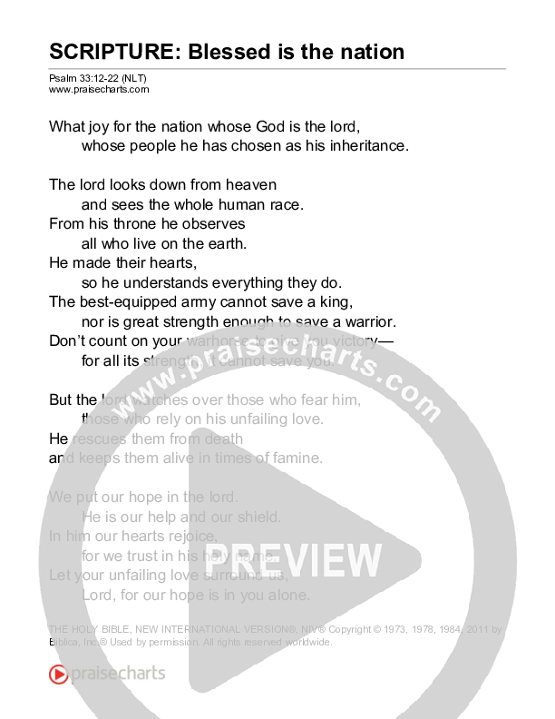 Blesses Is The Nation (Psalm 33) Reading (Scripture)