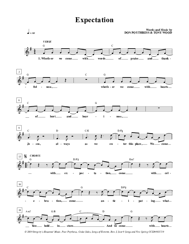 Expectation Lead Sheet (Don Poythress)