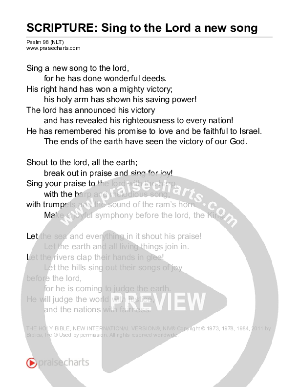 Sing To The Lord A New Song (Psalm 98) Reading (Scripture)
