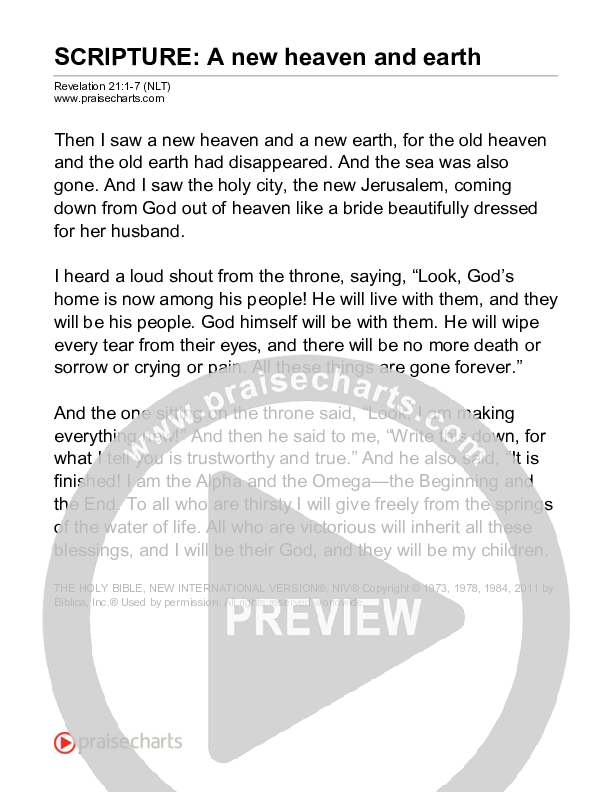 A New Heaven And Earth (Revelation 21) Reading (Scripture)