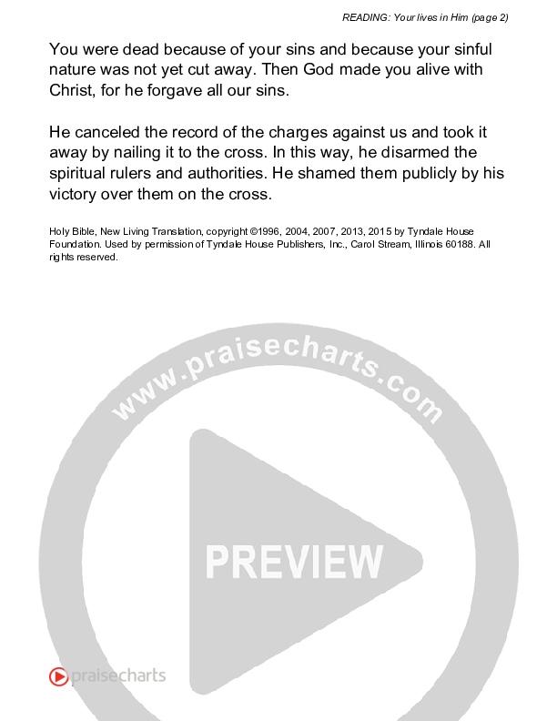 Live Your Lives In Him (Colossians 2) Reading (Scripture)