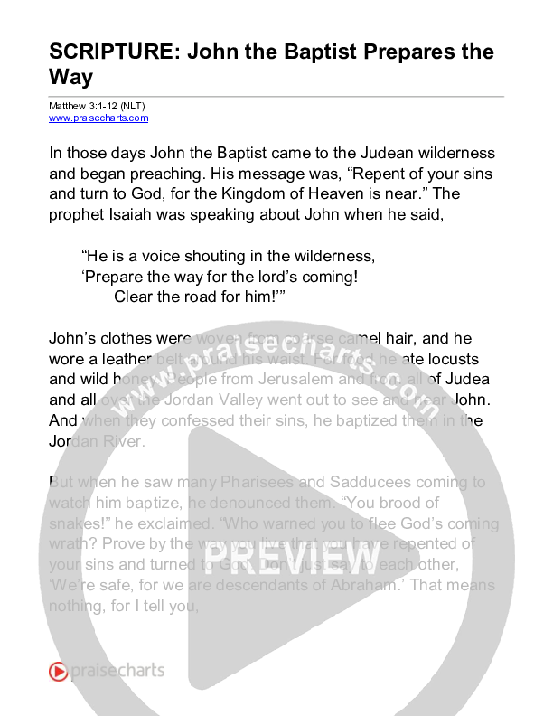John The Baptist Prepares The Way (Matthew 3) Reading (Scripture)