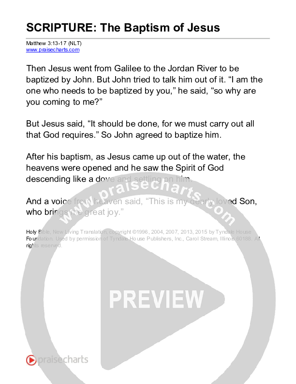 The Baptism Of Jesus (Matthew 3) Reading (Scripture)