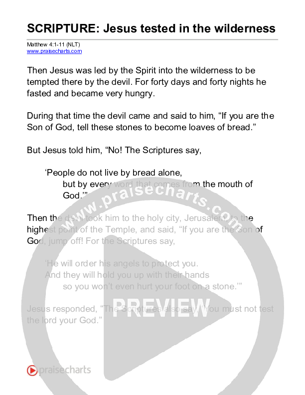 Jesus Tested In The Wilderness (Matthew 4) Reading (Scripture)