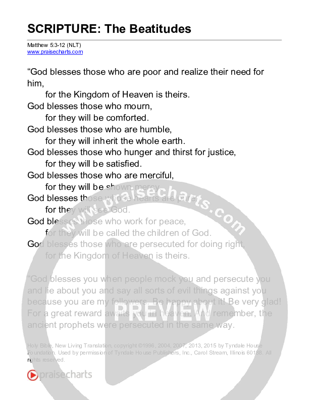 The Beatitudes (Matthew 5) Reading (Scripture)