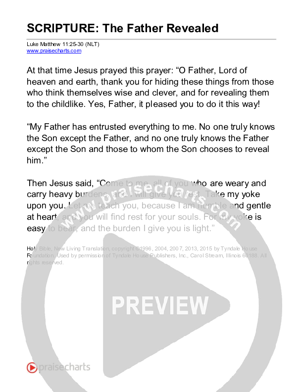 The Father Revealed (Matthew 11) Reading (Scripture)