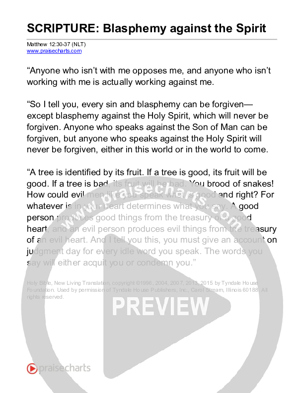 Blasphemy Against The Spirit (Matthew 12) Reading (Scripture)