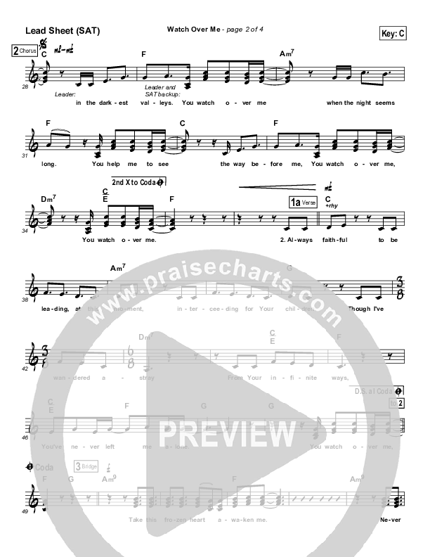 Watch Over Me Lead Sheet (SAT) (Aaron Shust)