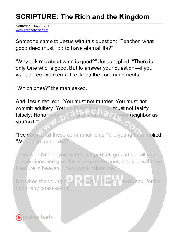 The Rich And The Kingdom (Matthew 19) Reading (Scripture)