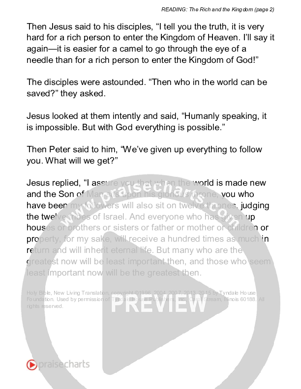 The Rich And The Kingdom (Matthew 19) Reading (Scripture)