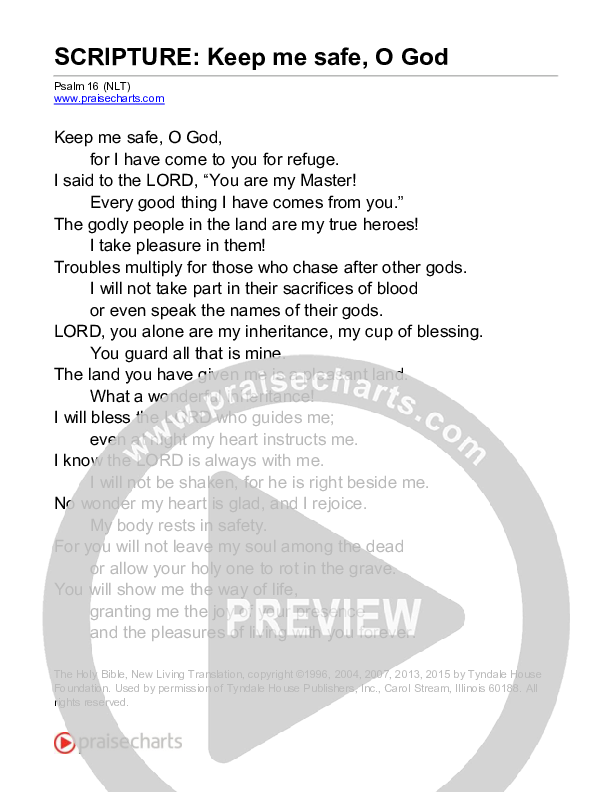 Keep Me Safe, O God (Psalm 16) Reading (Scripture)