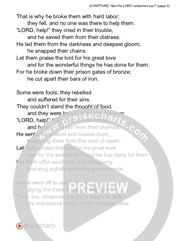 Has The Lord Redeemed You (Psalm 107) Reading (Scripture)