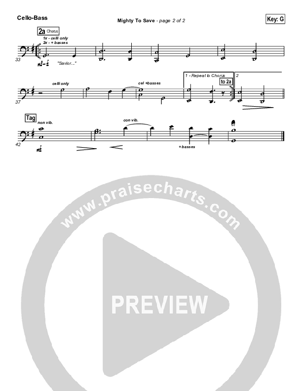 Mighty To Save Cello/Bass (Laura Story)