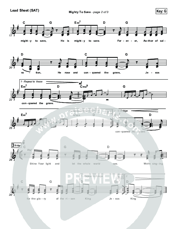 Mighty To Save Lead Sheet (SAT) (Laura Story)