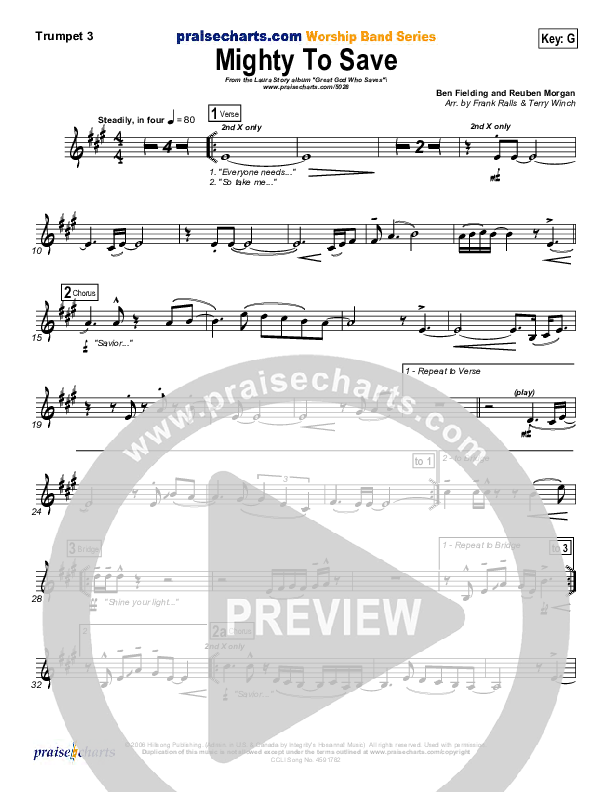 Mighty To Save Trumpet 3 (Laura Story)