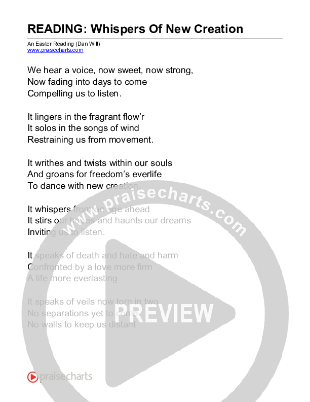 Whispers Of New Creation (Reading) Reading (Dan Wilt)