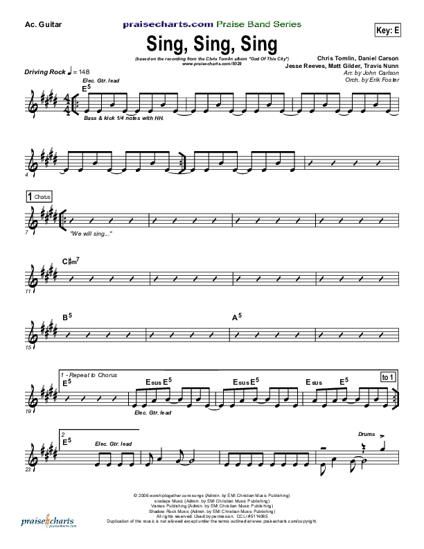 Sing Sing Sing Acoustic Guitar (Chris Tomlin / Passion)