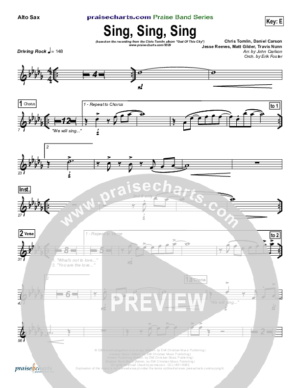 Sing Sing Sing Alto Sax (Chris Tomlin / Passion)