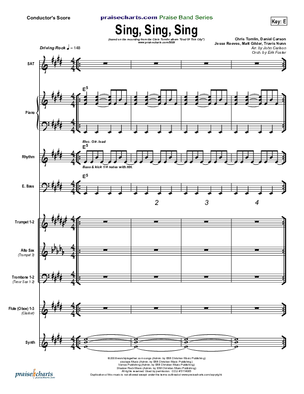 Sing Sing Sing Conductor's Score (Chris Tomlin / Passion)