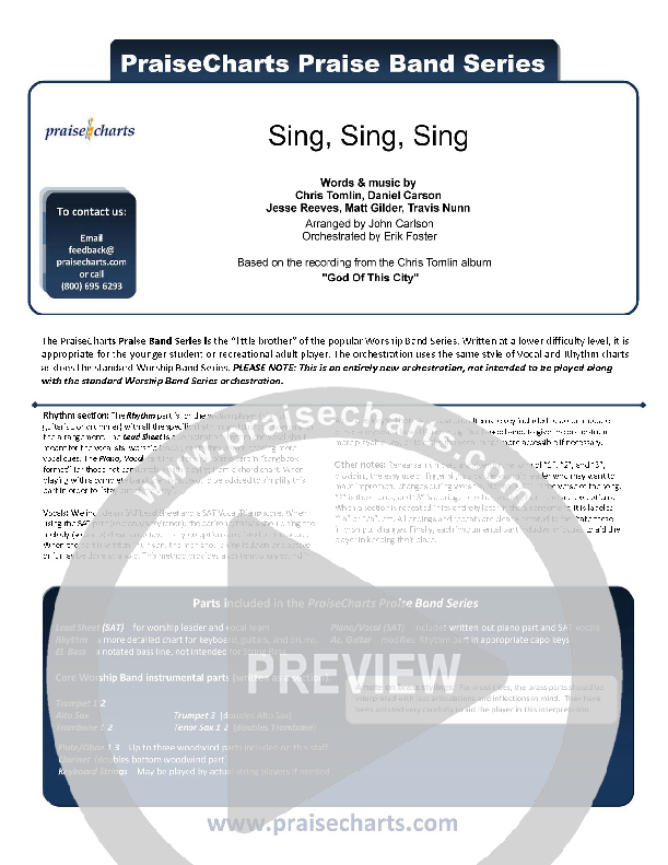 Sing Sing Sing Cover Sheet (Chris Tomlin / Passion)