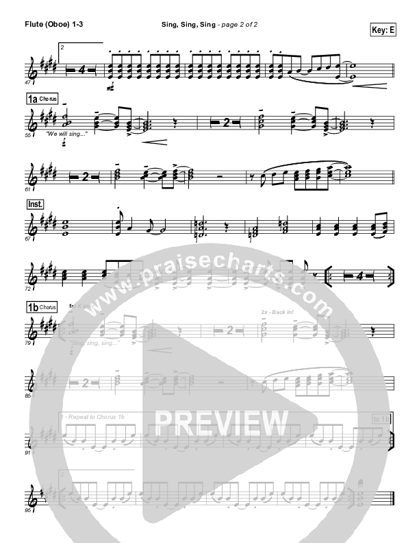 Sing Sing Sing Flute/Oboe 1/2/3 (Chris Tomlin / Passion)