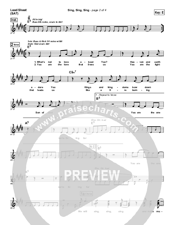 Sing Sing Sing Lead Sheet (SAT) (Chris Tomlin / Passion)