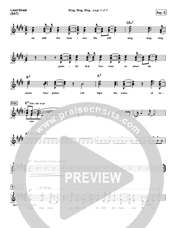 Sing Sing Sing Lead Sheet (SAT) (Chris Tomlin / Passion)