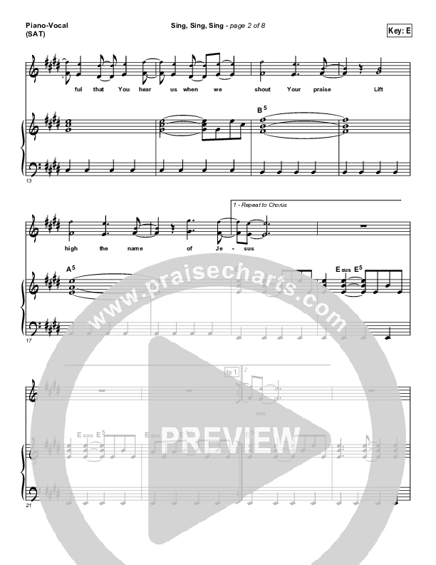 Sing Sing Sing Piano/Vocal (SAT) (Chris Tomlin / Passion)