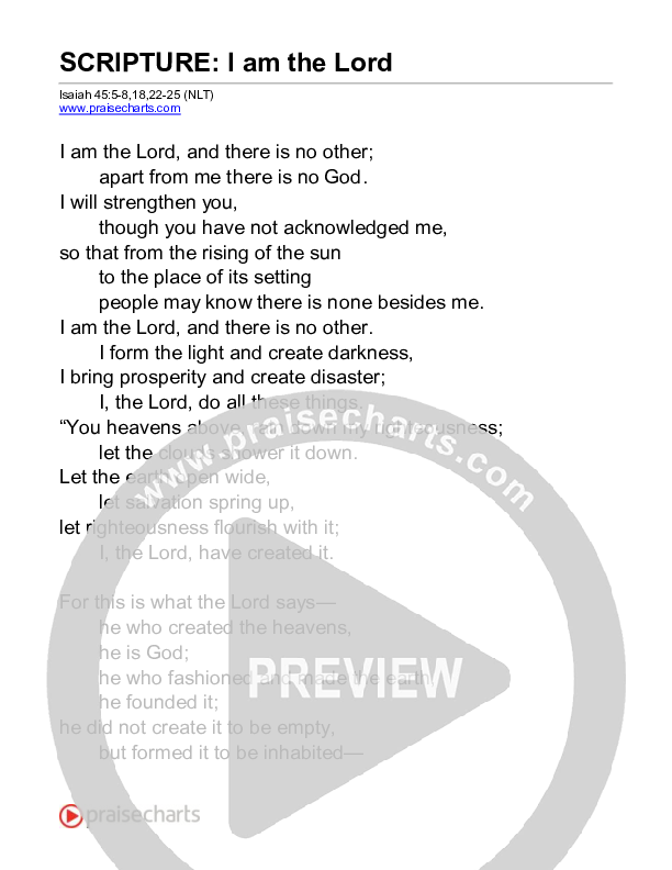 I Am The Lord (Isaiah 45) Reading (Scripture)