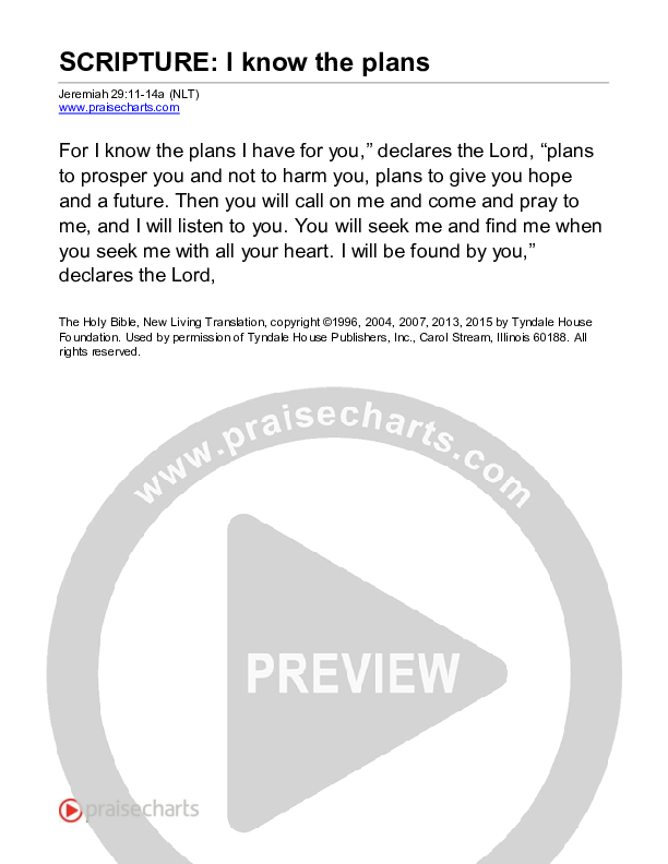 I Know The Plans (Jeremiah 29) Reading (Scripture)