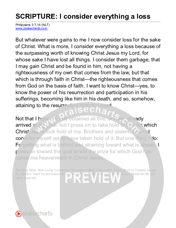 I Consider Everything A Loss (Philippians 3) Reading (Scripture)