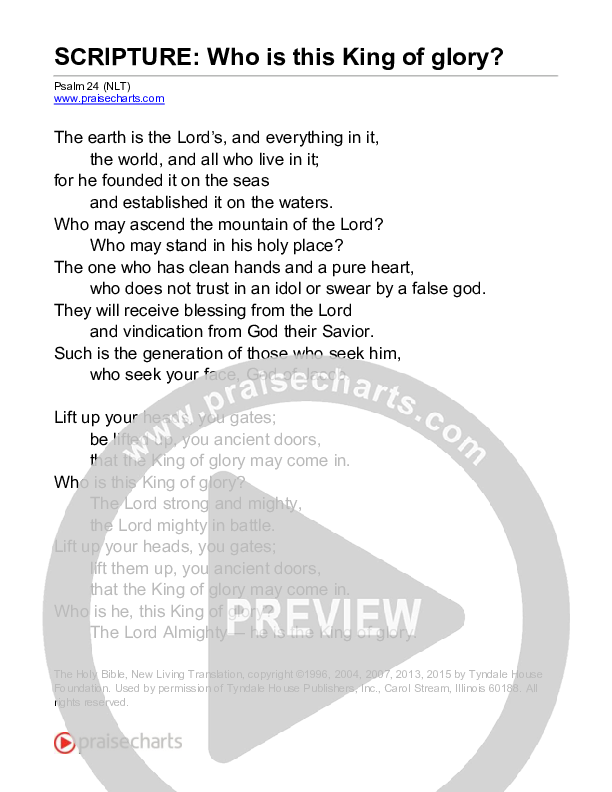 Who Is This King Of Glory (Psalm 24) Reading (Scripture)