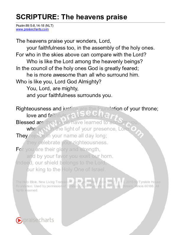 The Heavens Praise (Psalm 89) Reading (Scripture)
