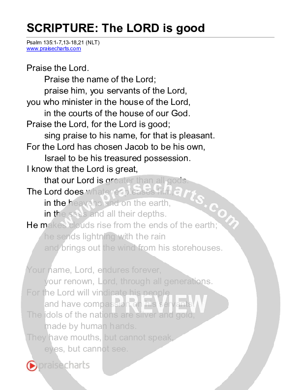The Lord Is Good (Psalm 135) Reading (Scripture)