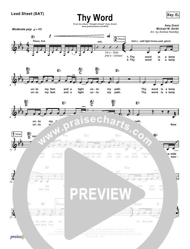 Thy Word Sheet Music Pdf Amy Grant Praisecharts 