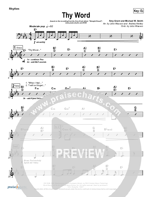 Thy Word Rhythm Chart (Amy Grant)