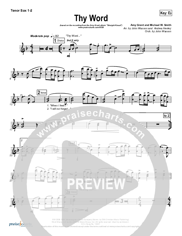 Thy Word Tenor Sax 1/2 (Amy Grant)