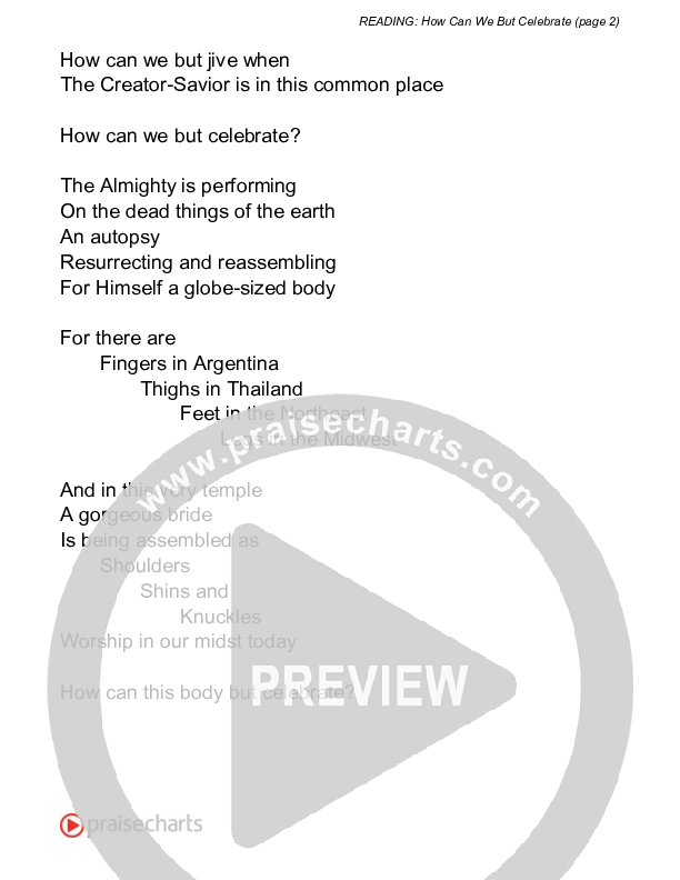 Celebration - How Can We But Celebrate (Reading) Reading (David Bowden Readings)