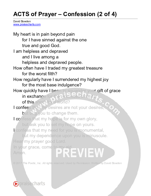 Acts Of Prayer - Confession (Reading) Reading (David Bowden Readings)