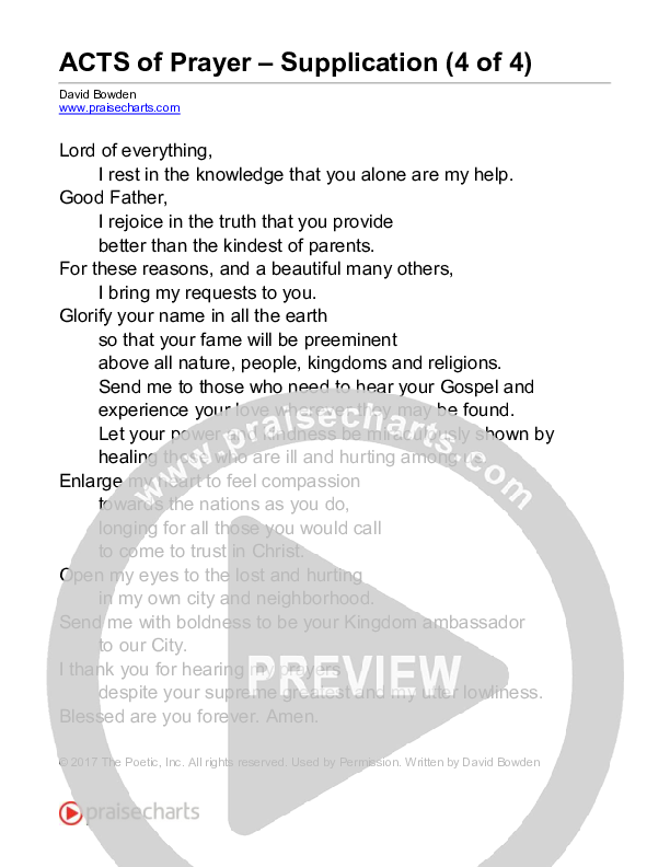 Acts Of Prayer - Thanksgiving (Reading) Reading (David Bowden Readings)