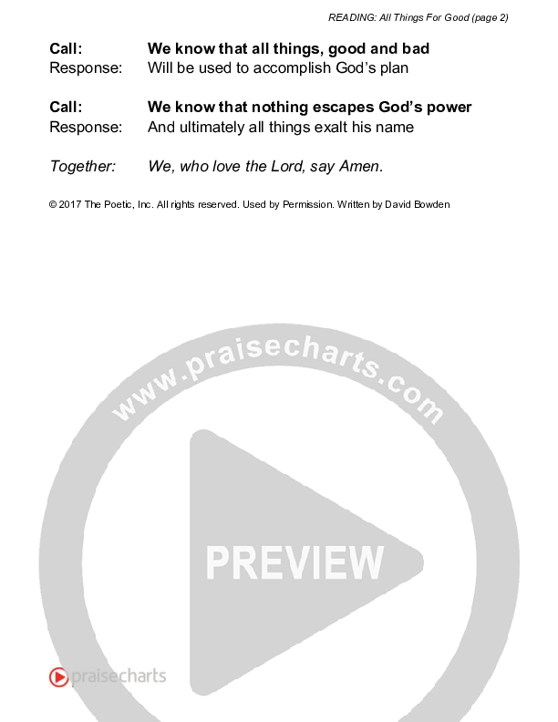 All Things For Good Romans 8 (Reading) Reading (David Bowden Readings)