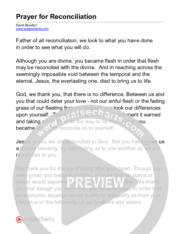 Reconciliation (Reading) Reading (David Bowden Readings)