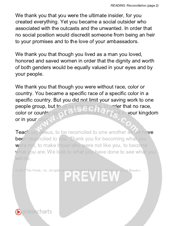 Reconciliation (Reading) Reading (David Bowden Readings)