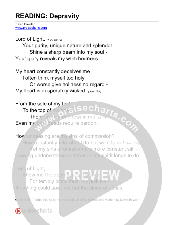 Depravity (Reading) Reading (David Bowden Readings)