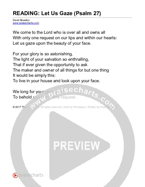 Let Us Gaze (Reading) Reading (David Bowden Readings)