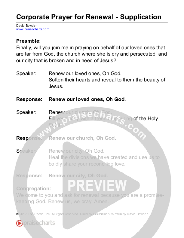 Corporate Prayer For Renewal - Supplication (Reading) Reading (David Bowden Readings)