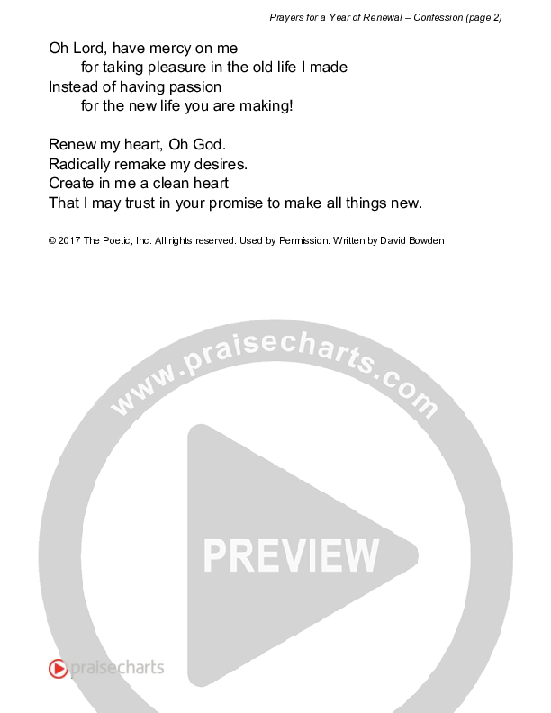 Prayers For A Year Of Renewal - Confession (Reading) Reading (David Bowden Readings)