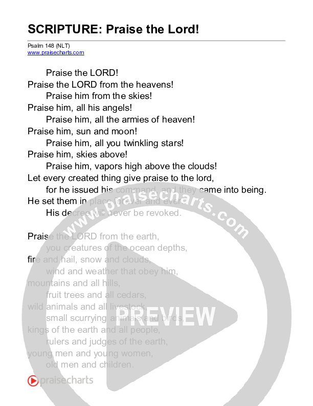 Praise The Lord (Psalm 148) Reading (Scripture)