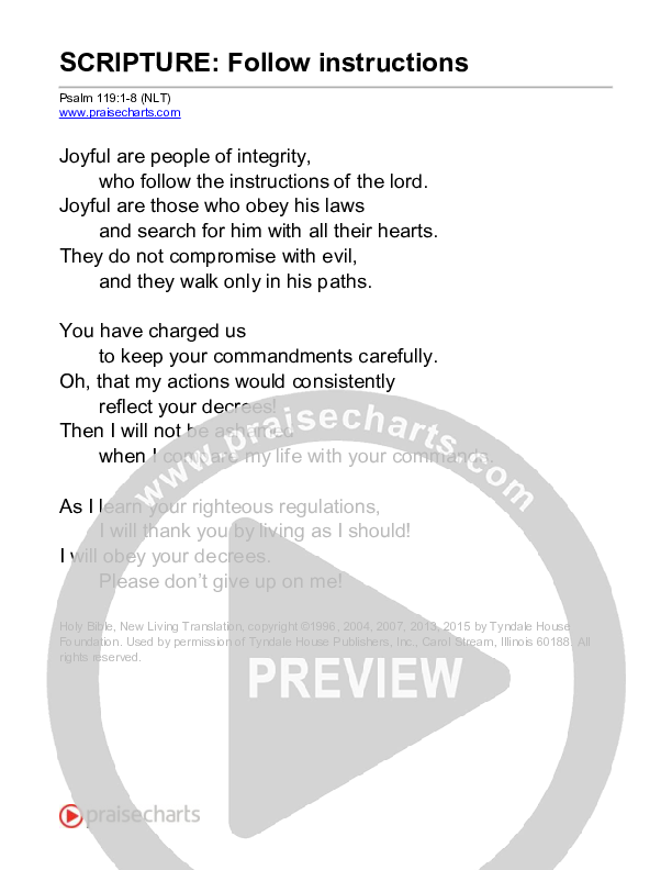 Follow Instructions (Psalm 119) Reading (Scripture)